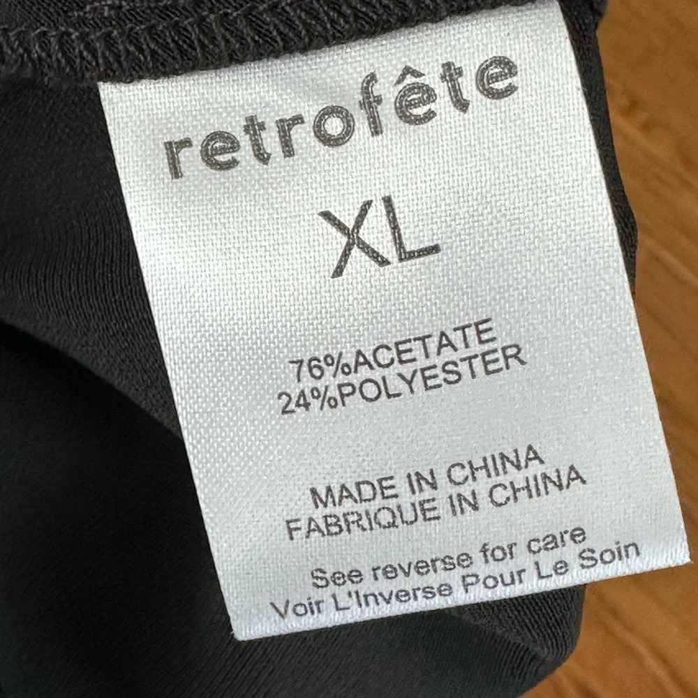 RETROFETE Sab Black Satin Maxi Dress Dark Romance Front Slit Glam Event, Size XL - Picture 11 of 16